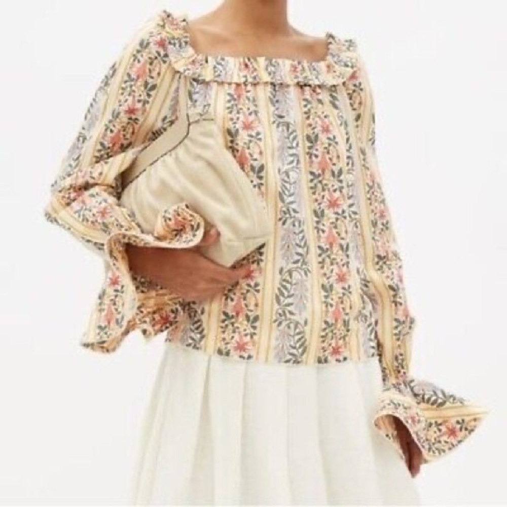 AGUA BY AGUA BENDITA Pina floral-print ruffled poplin top